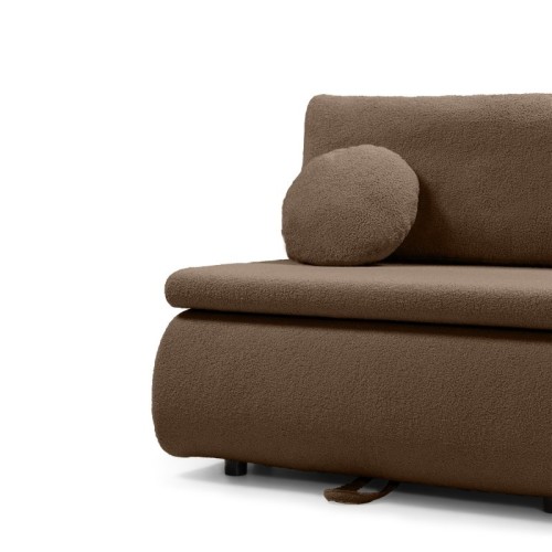 Sofa z funkcją spania i pojemnikiem Mido P brązowa, boucle