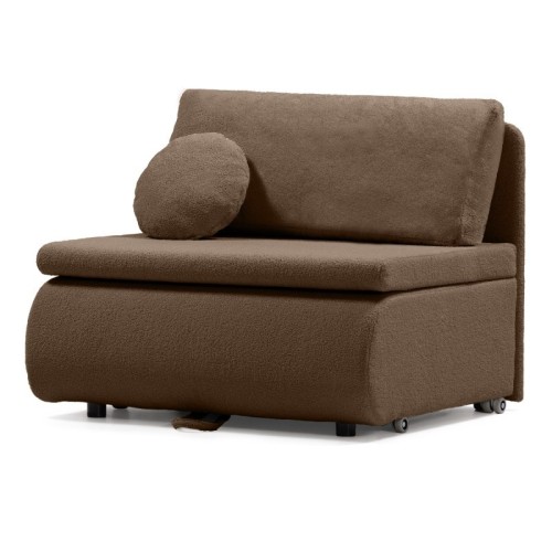 Sofa z funkcją spania i pojemnikiem Mido P brązowa, boucle