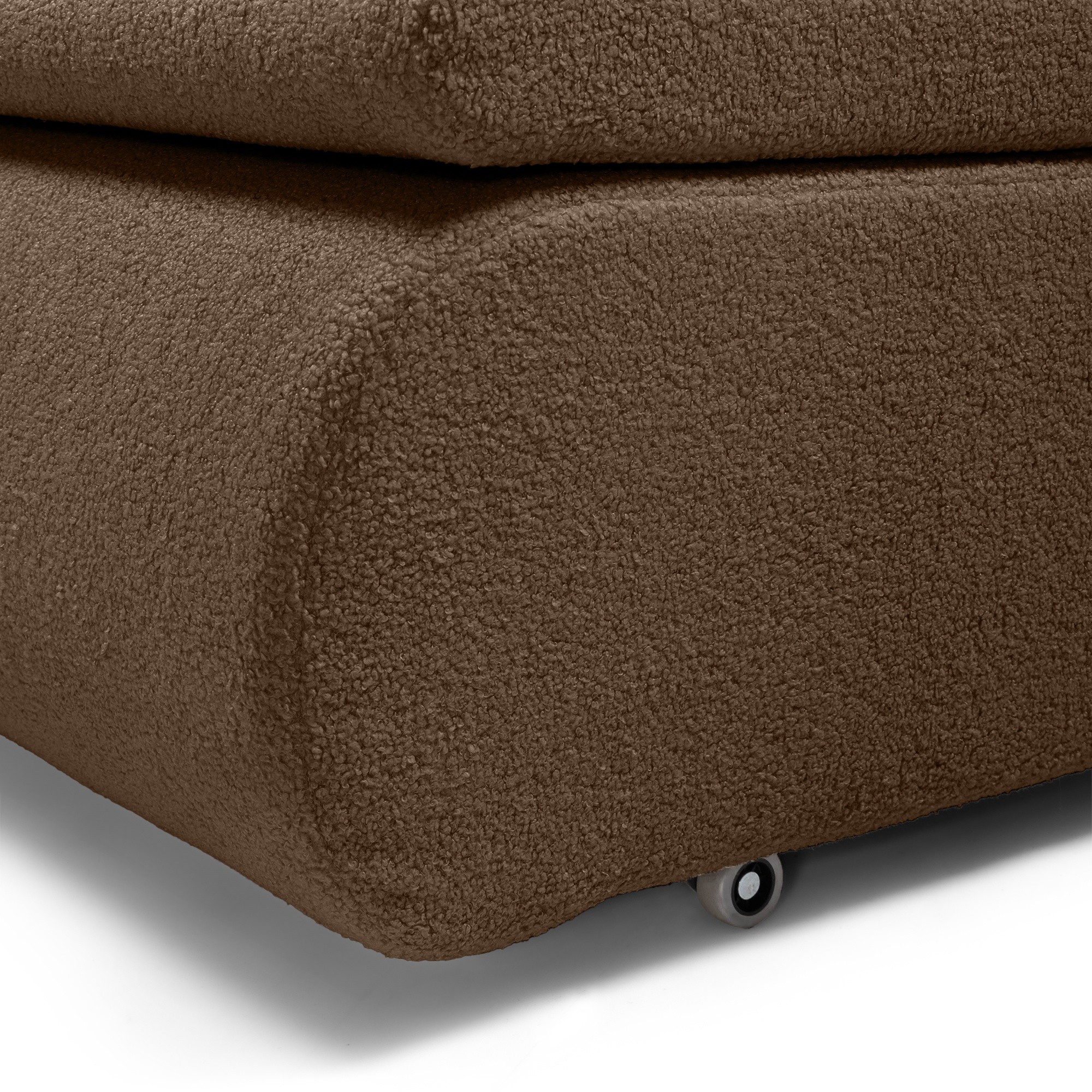 Sofa z funkcją spania i pojemnikiem Mido P brązowa, boucle