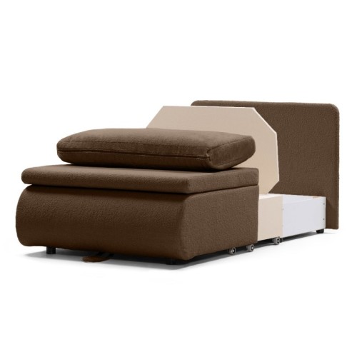 Sofa z funkcją spania i pojemnikiem Mido P brązowa, boucle