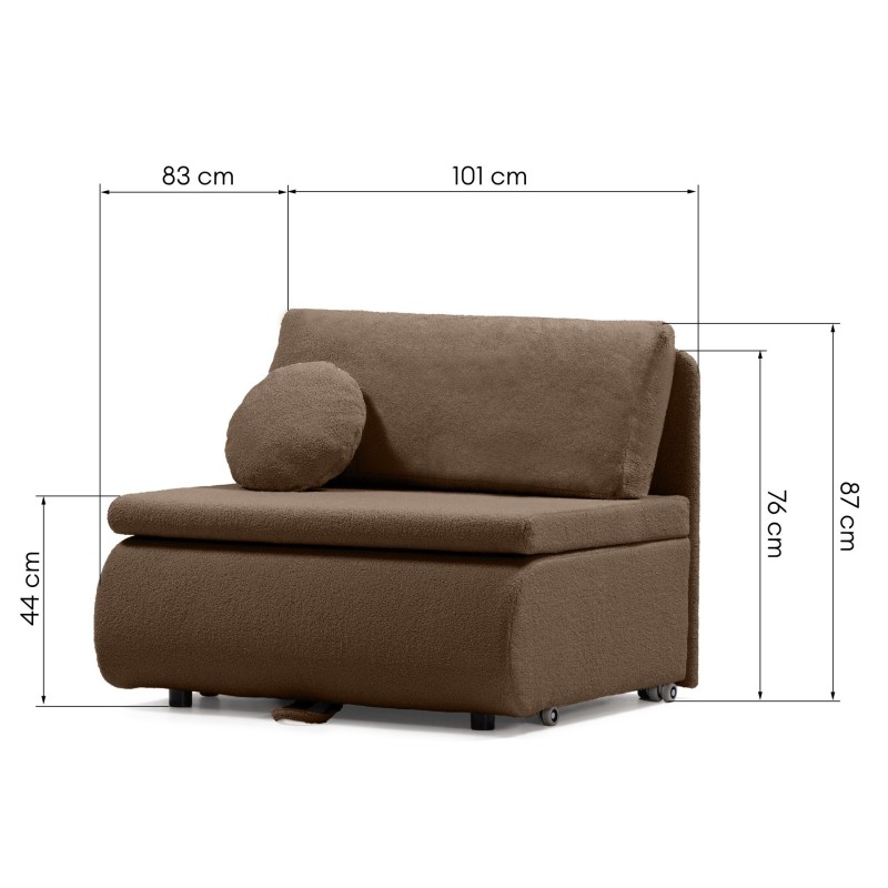 Sofa z funkcją spania i pojemnikiem Mido P brązowa, boucle