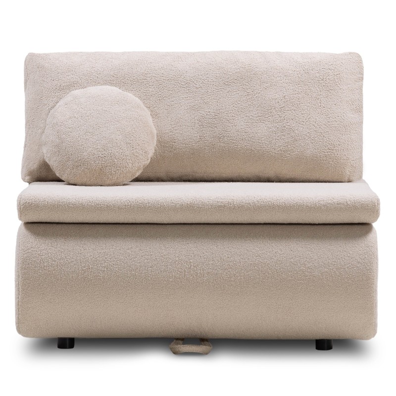 Sofa z funkcją spania i pojemnikiem Mido P jasnobeżowa, boucle