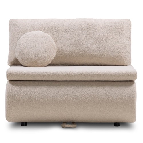 Sofa z funkcją spania i pojemnikiem Mido P jasnobeżowa, boucle