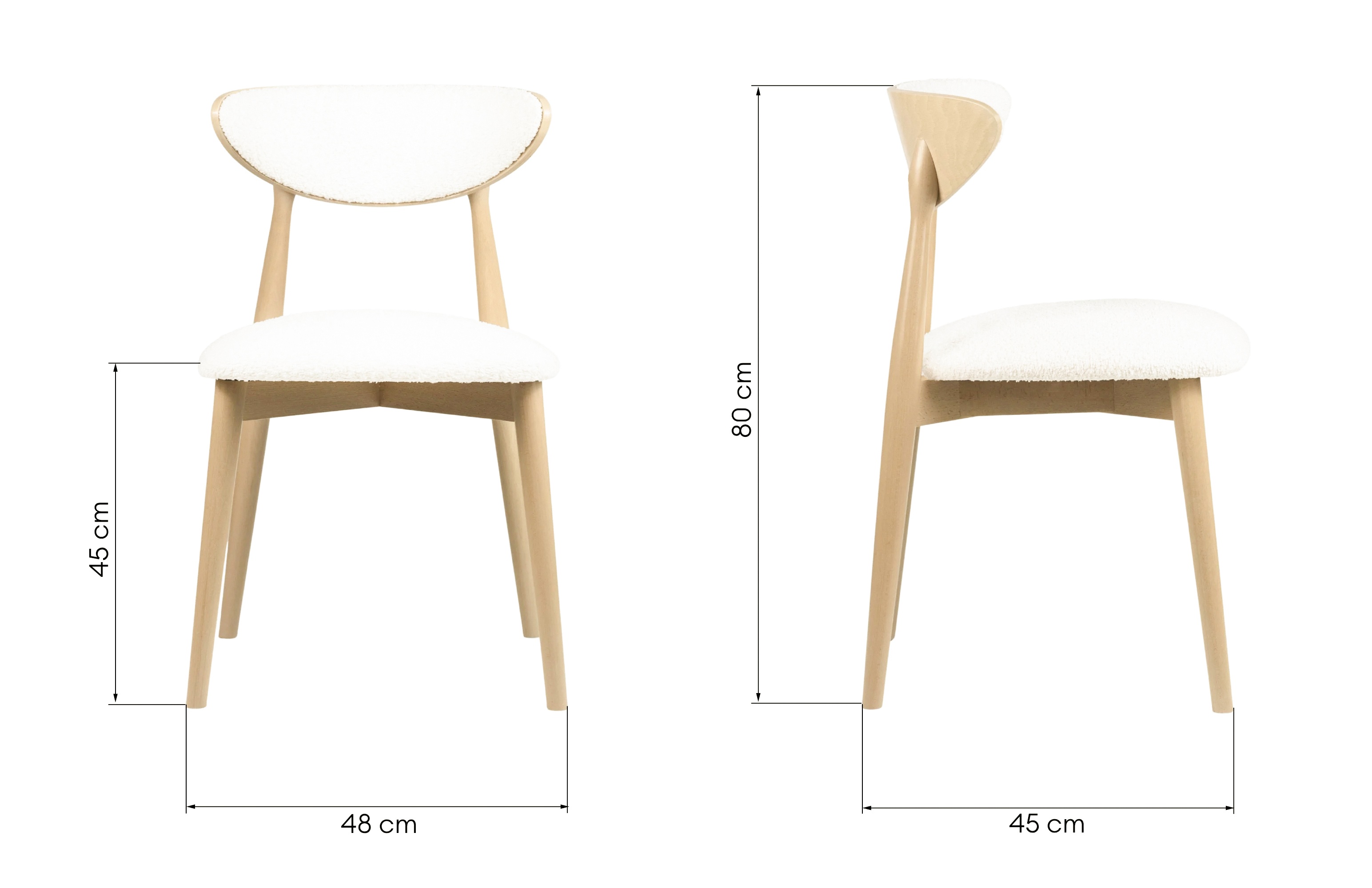 Krzesło drewniane do jadalni Diuna ll, białe/dąb sonoma