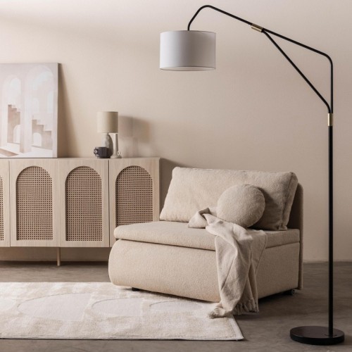 Sofa z funkcją spania i pojemnikiem Mido P jasnobeżowa, boucle