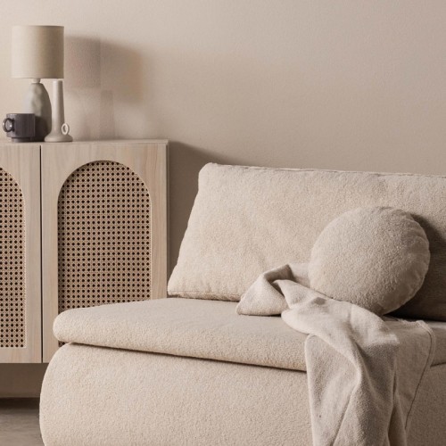 Sofa z funkcją spania i pojemnikiem Mido P jasnobeżowa, boucle
