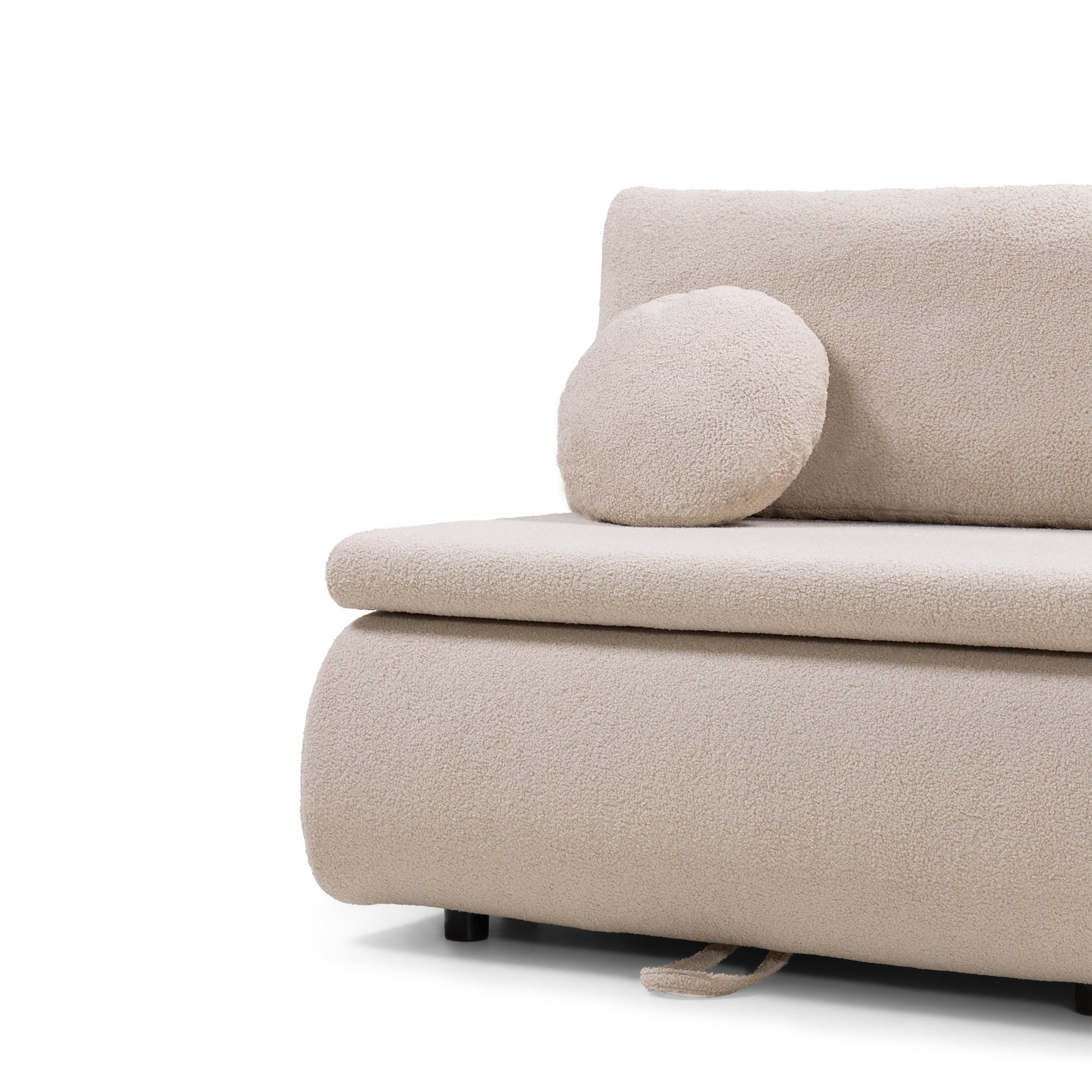 Sofa z funkcją spania i pojemnikiem Mido P jasnobeżowa, boucle