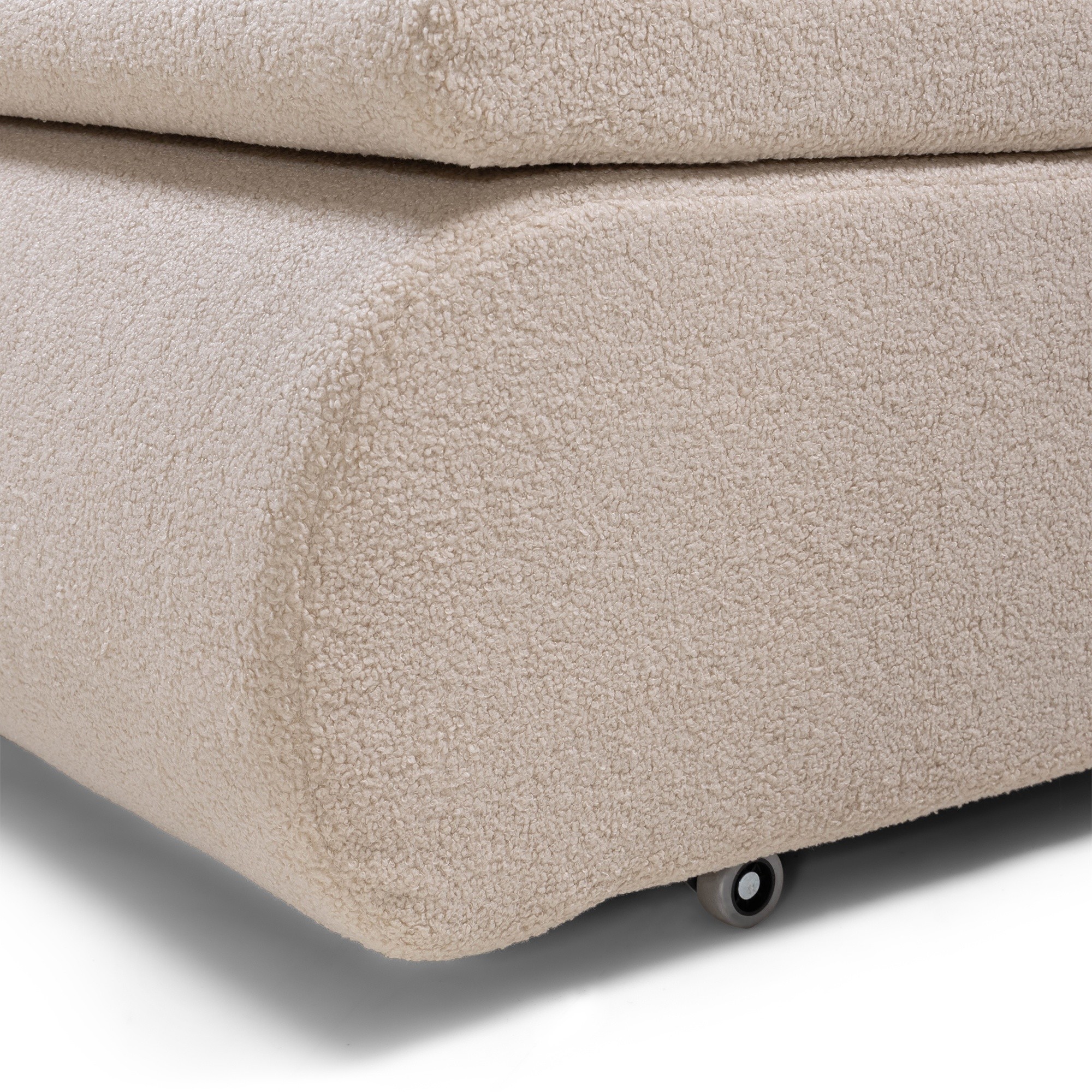Sofa z funkcją spania i pojemnikiem Mido P jasnobeżowa, boucle