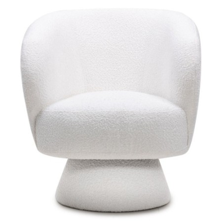 Fotel obrotowy Dream biały, boucle, nowoczesny