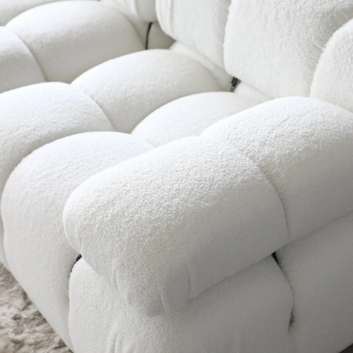 Sofa modułowa Fluf 4-częściowa, biała, boucle