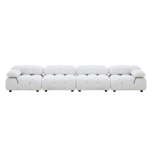 Sofa modułowa Fluf 4-częściowa, biała, boucle