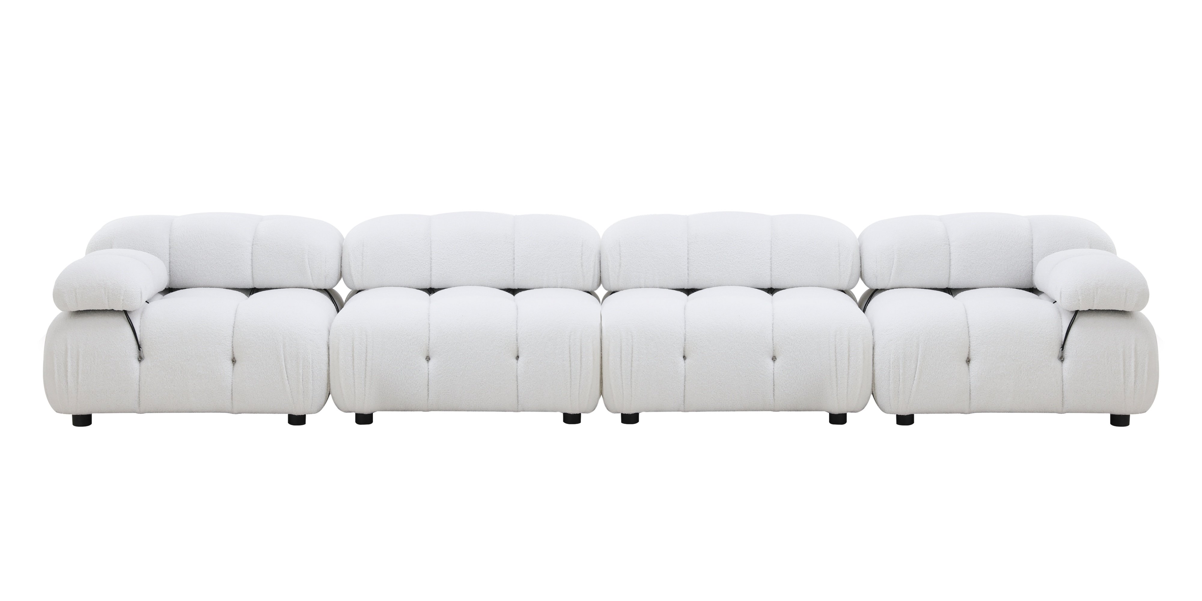 Sofa modułowa Fluf 4-częściowa, biała, boucle