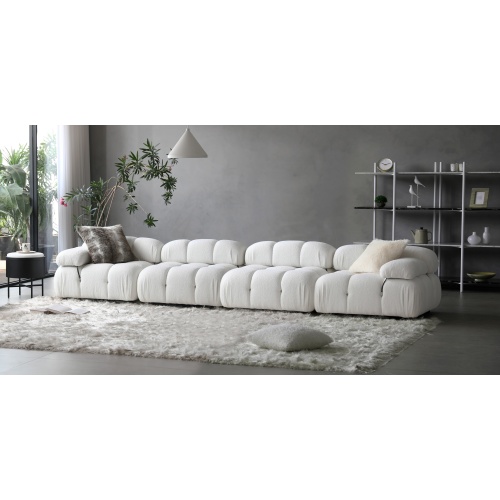 Sofa modułowa Fluf 4-częściowa, biała, boucle