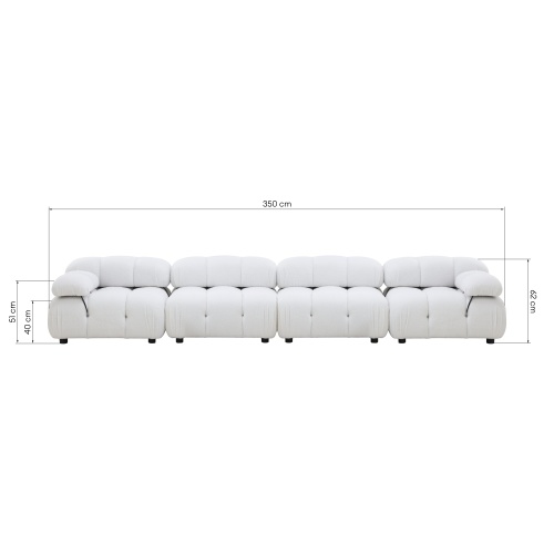 Sofa modułowa Fluf 4-częściowa, biała, boucle