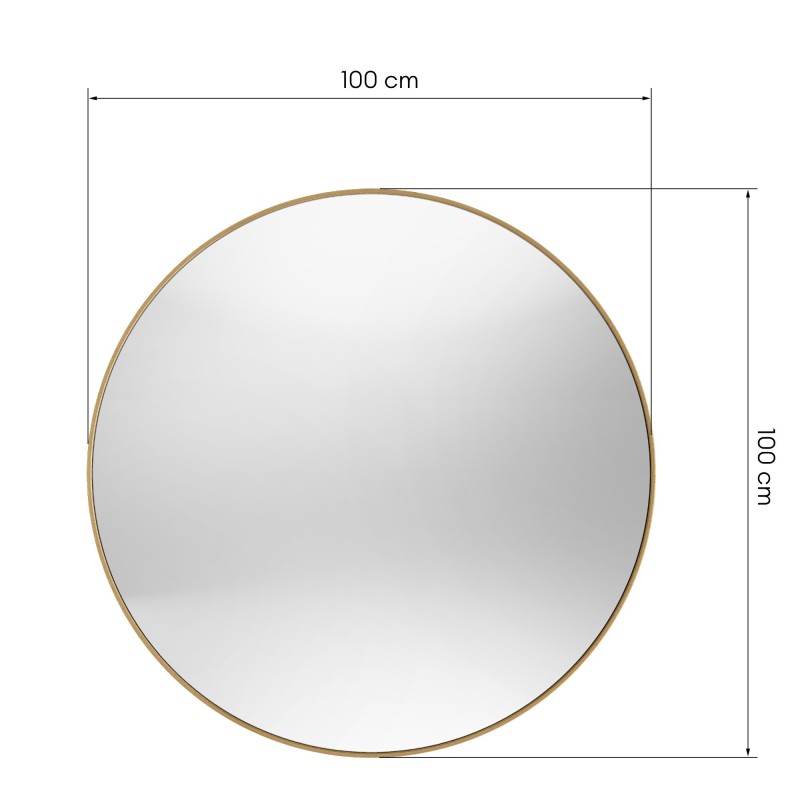 Lustro okrągłe w ramie Mira 100 cm złote/miedziane