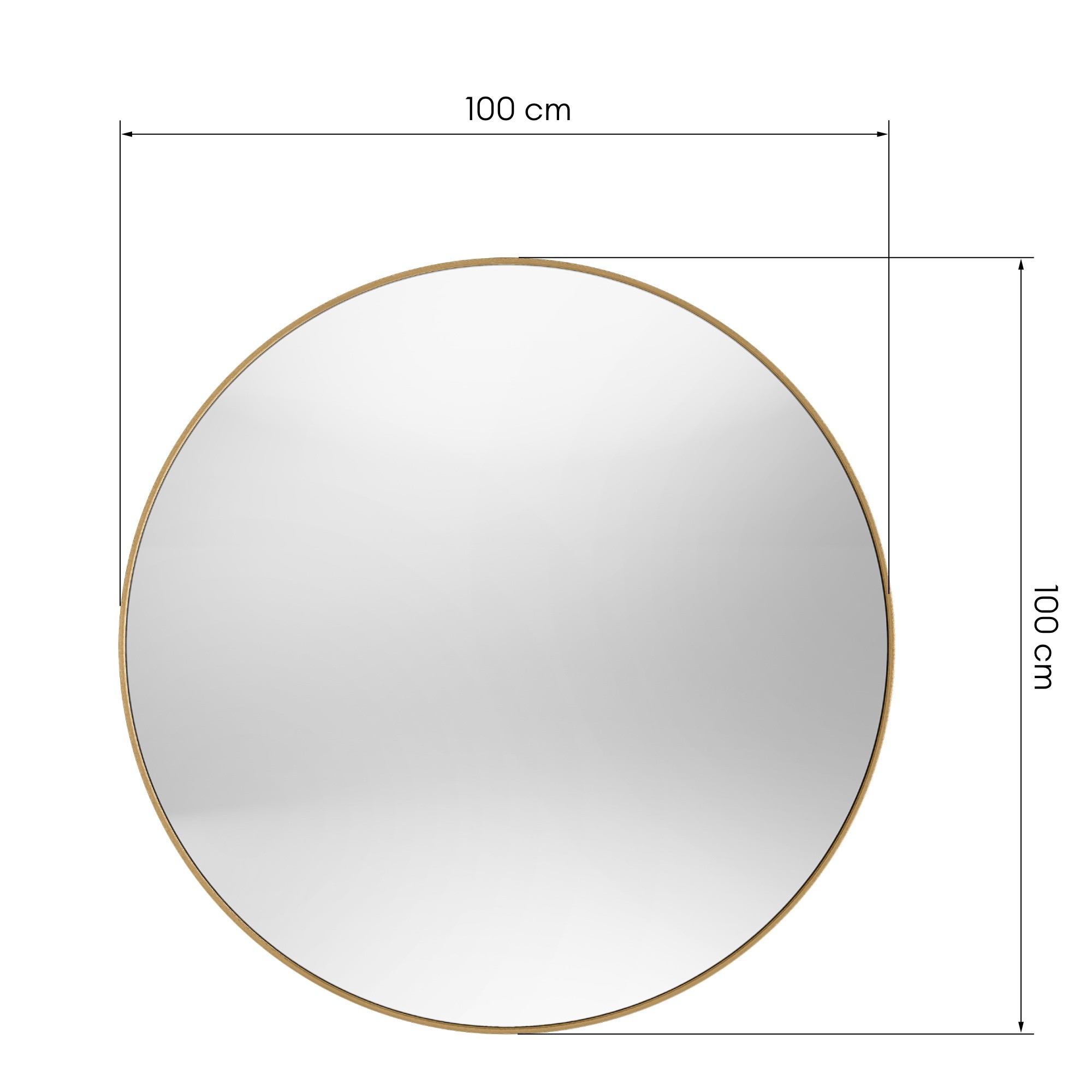 Lustro okrągłe w ramie Mira 100 cm złote/miedziane
