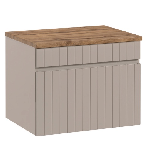 Zestaw szafka pod umywalkę i blat Liberty Cashmere 60 cm, lamele, beżowa/dąb coast evoke