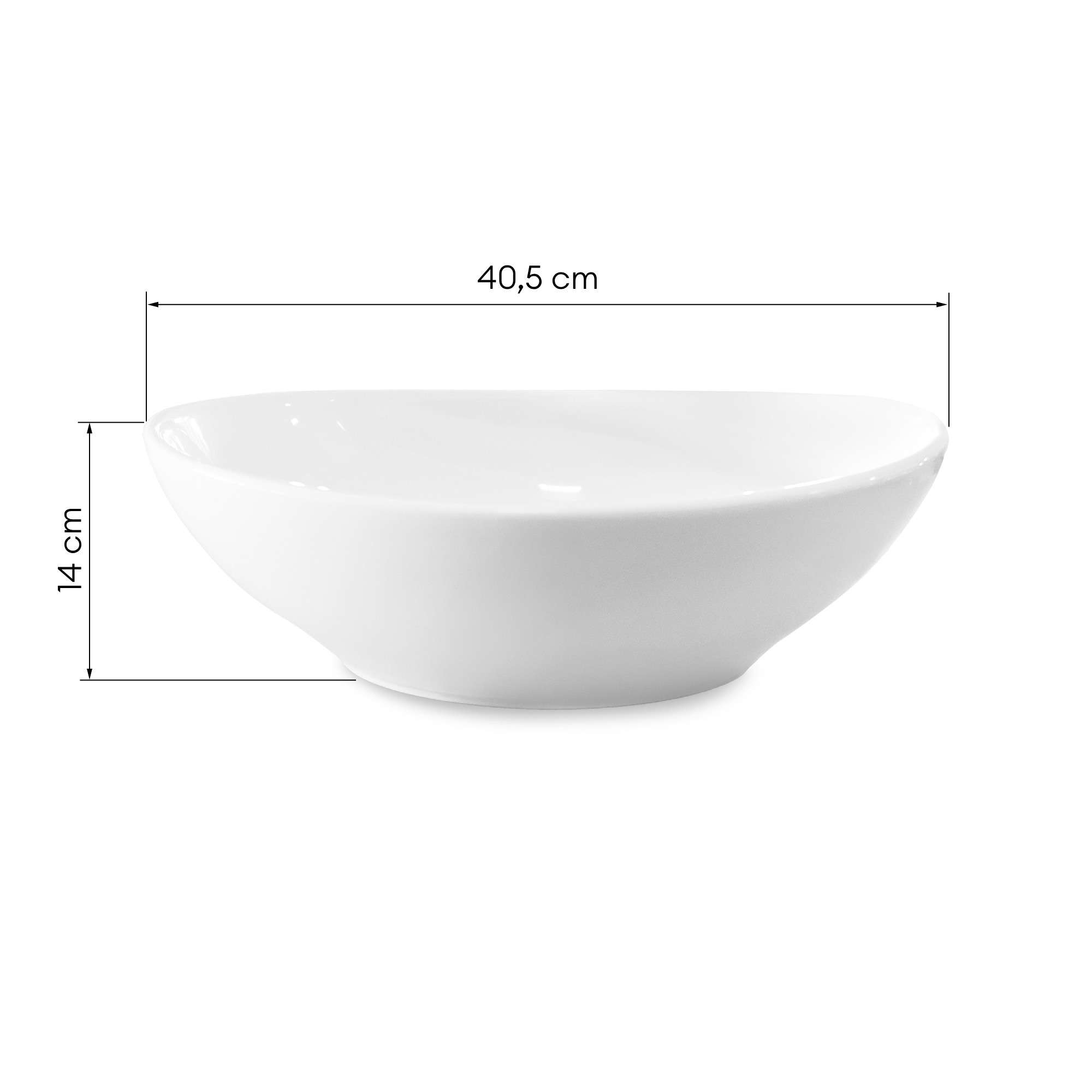 Umywalka nablatowa, misa Soluxara owalna 40,5 cm, biała