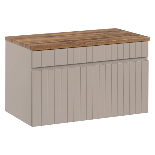 Zestaw szafka pod umywalkę i blat Liberty Cashmere 80 cm, lamele, beżowa/dąb coast evoke