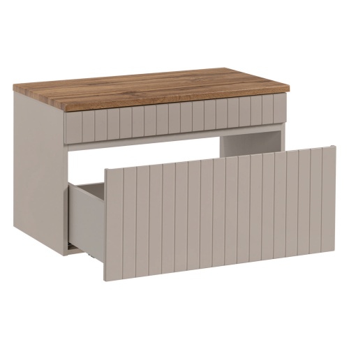 Zestaw szafka pod umywalkę i blat Liberty Cashmere 80 cm, lamele, beżowa/dąb coast evoke