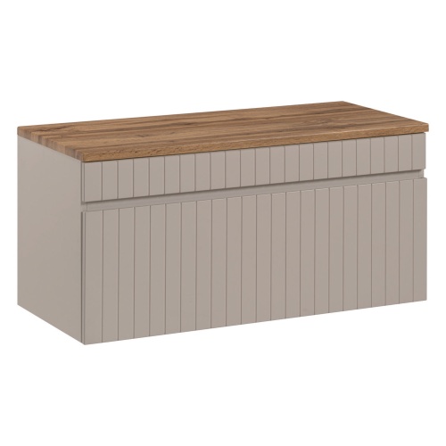 Zestaw szafka pod umywalkę i blat Liberty Cashmere 100 cm, lamele, beżowa/dąb coast evoke