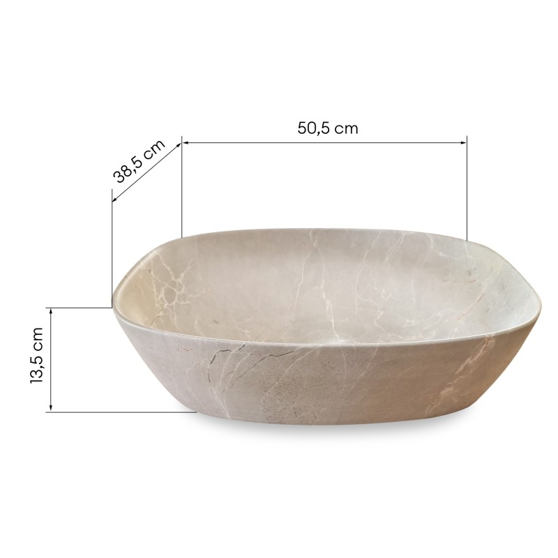 Umywalka nablatowa Zephy 50,5 cm, beżowy kamień