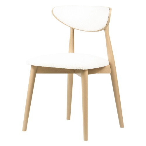 Krzesło drewniane do jadalni Diuna ll, białe/dąb sonoma, boucle