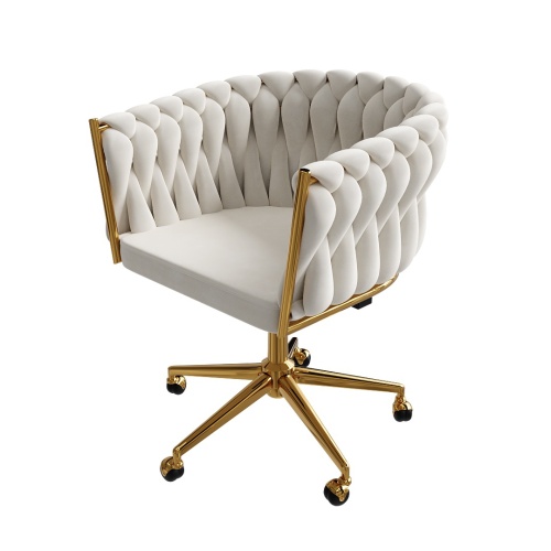 Krzesło obrotowe Delphi, welurowe, jasnobeżowe/złote nogi