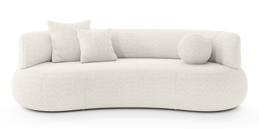 Sofa do salonu Elba biała, boucle, zaokrąglony kształt