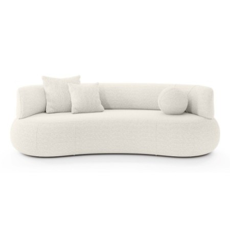 Sofa do salonu Elba biała, boucle, zaokrąglony kształt