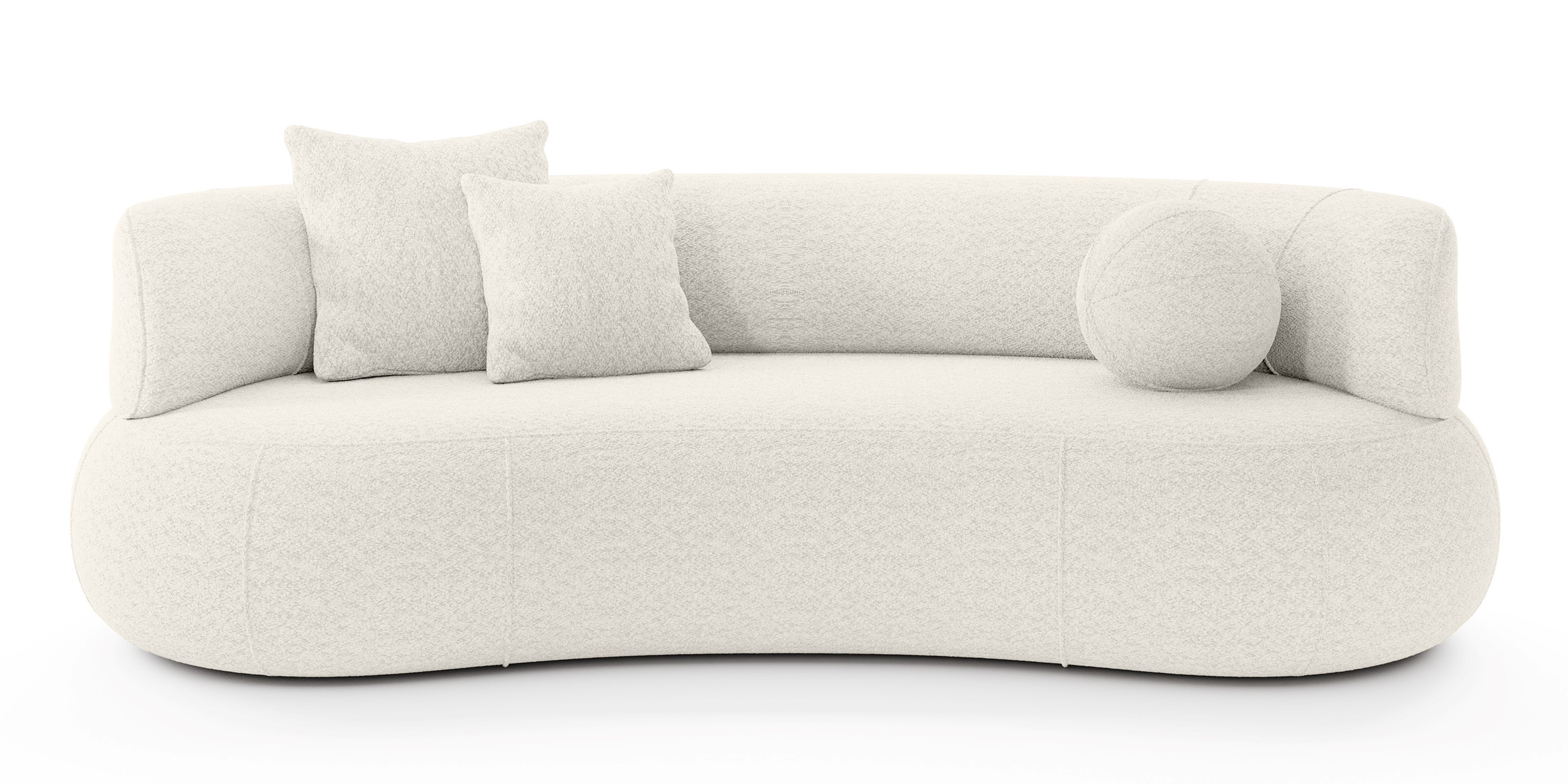 Sofa do salonu Elba biała, boucle, zaokrąglony kształt