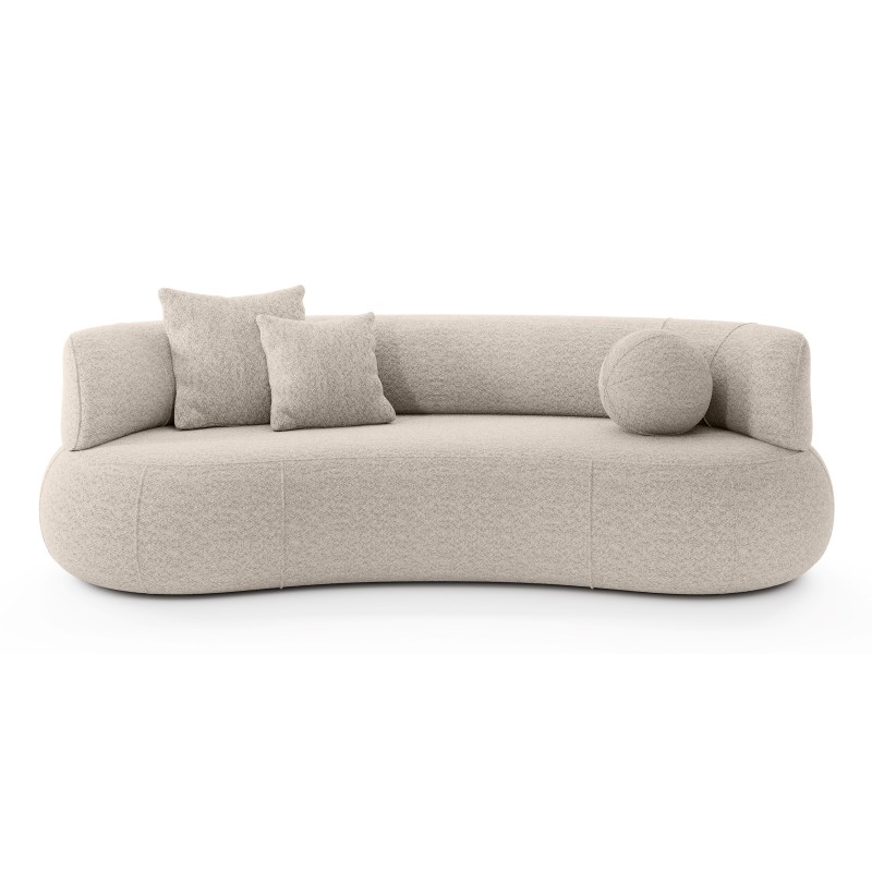 Sofa do salonu Elba beżowa, boucle, zaokrąglony kształt