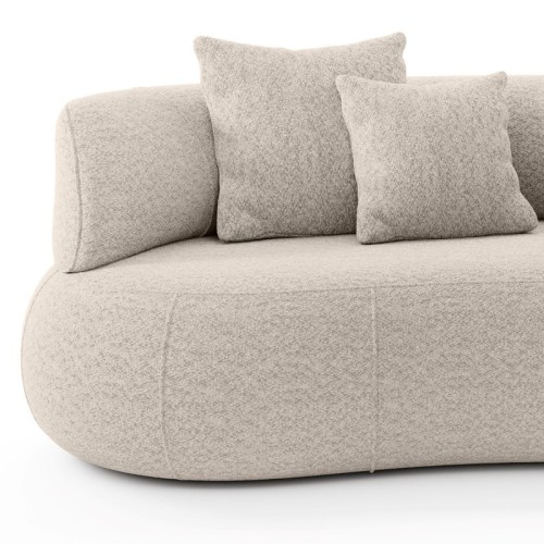 Sofa do salonu Elba beżowa, boucle, zaokrąglony kształt