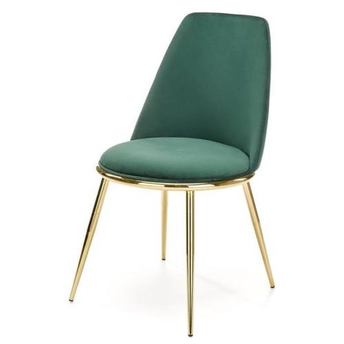 Krzesło tapicerowane K460 butelkowa zieleń/złote nóżki