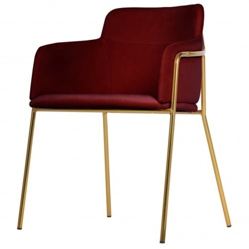 Krzesło tapicerowane Korfu Gold bordowe/złote nogi welur