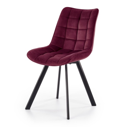 Krzesło z przeszyciami K332 bordowe welwet nowoczesne