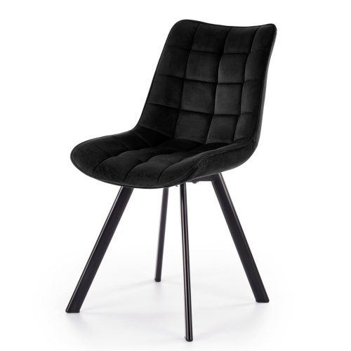 Krzesło z przeszyciami K332 czarne welwet nowoczesne