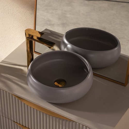Umywalka nablatowa Taupi 36 cm brązowoszara, taupe