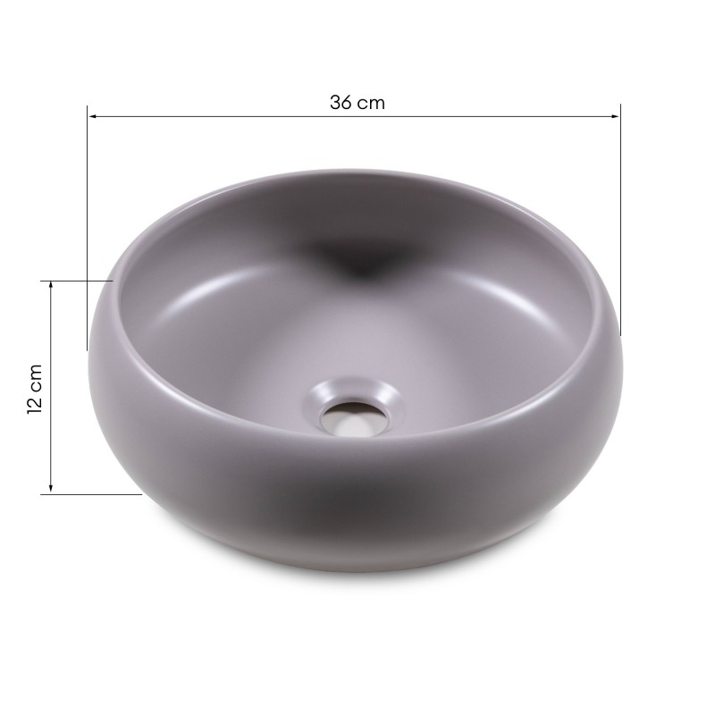 Umywalka nablatowa Taupi 36 cm brązowoszara, taupe