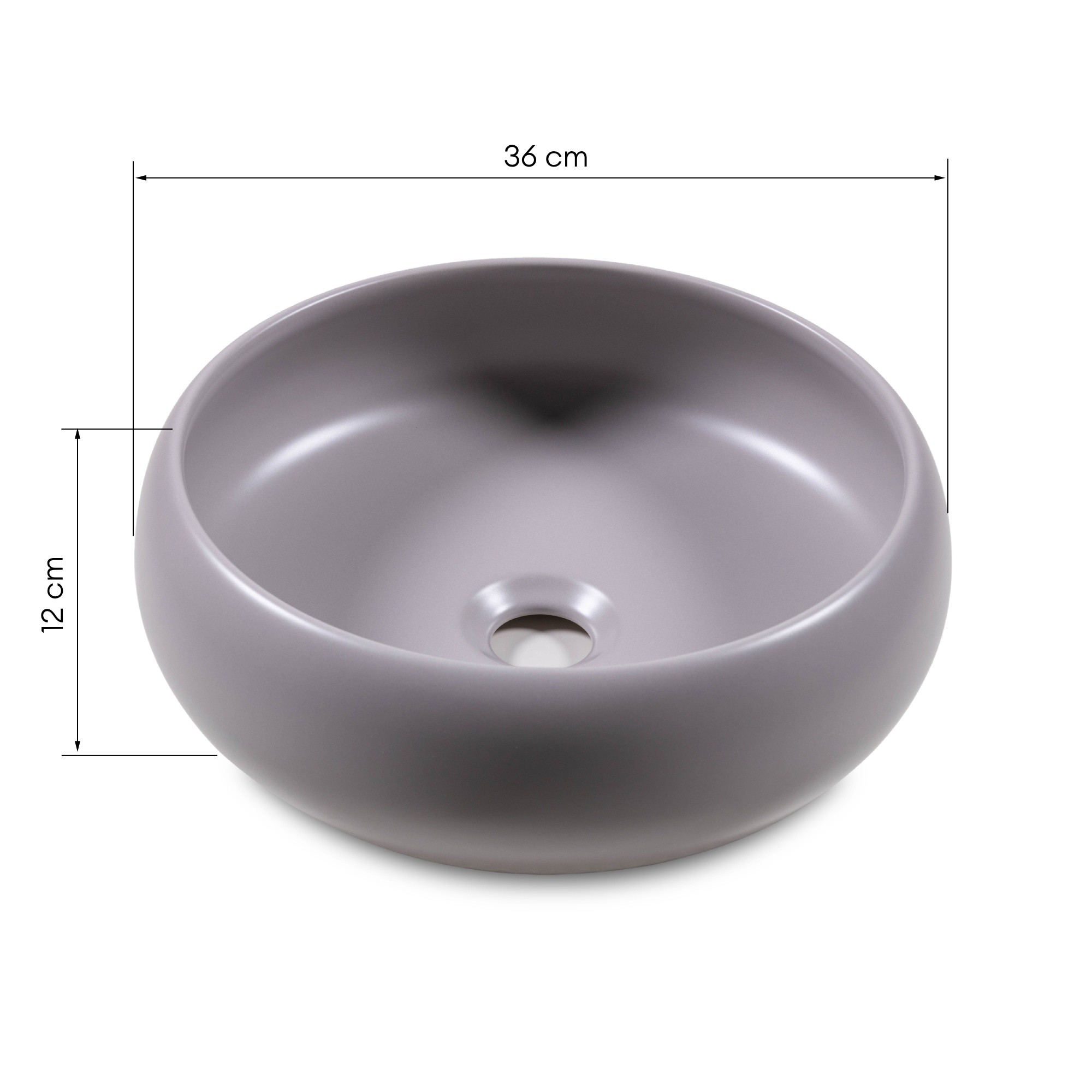 Umywalka nablatowa Taupi 36 cm brązowoszara, taupe