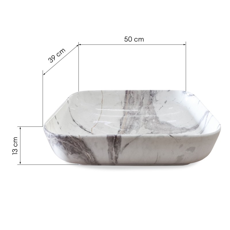 Umywalka nablatowa Jovian 50 cm, szary marmur
