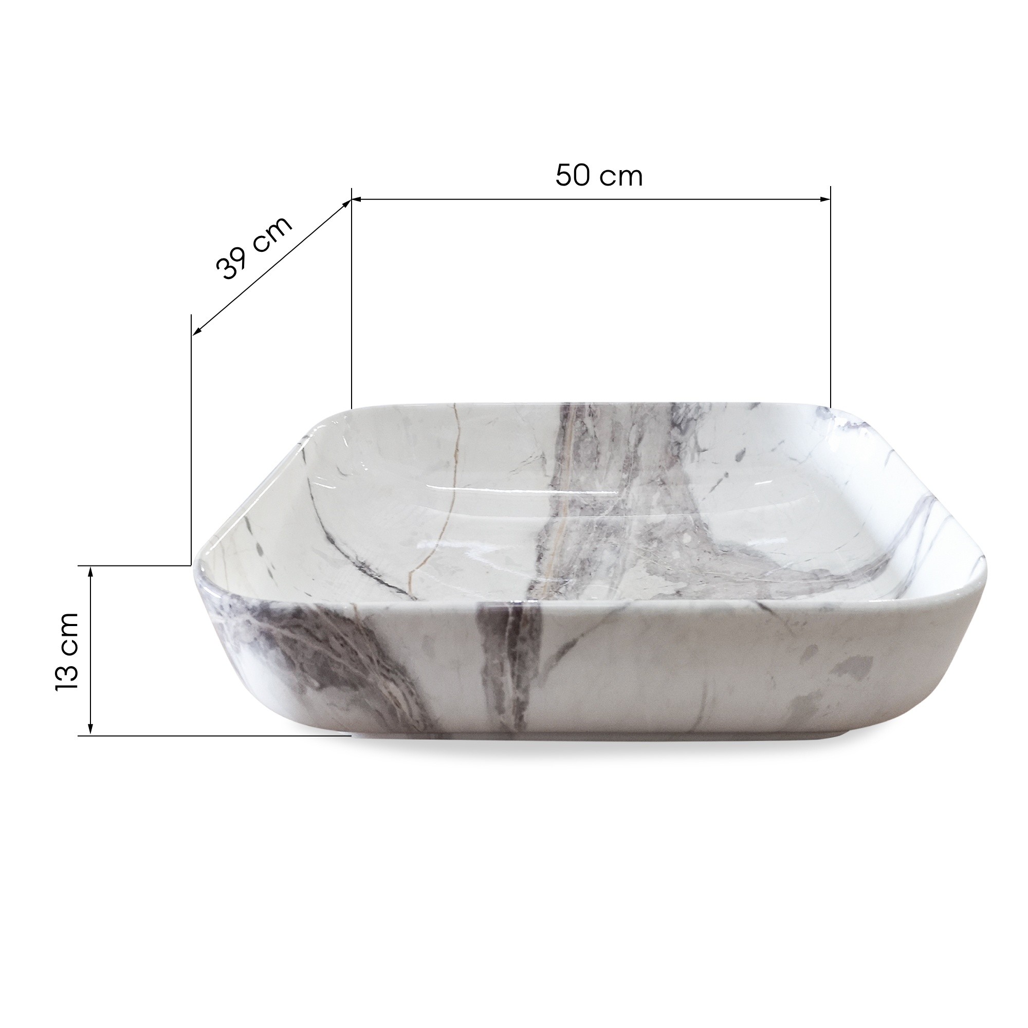 Umywalka nablatowa Jovian 50 cm, szary marmur