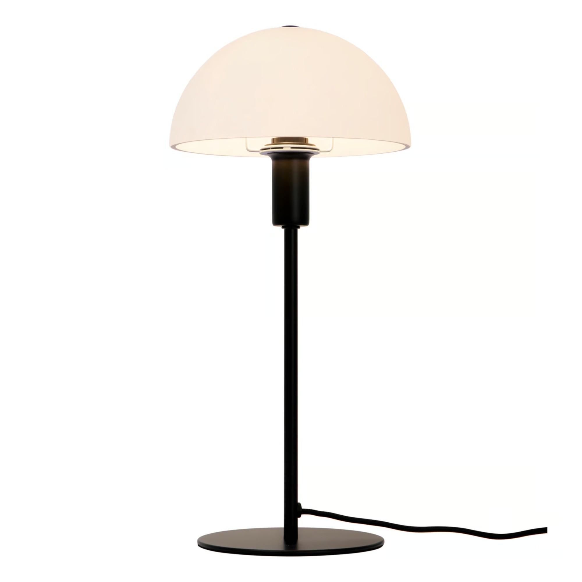Lampa stołowa grzybek Ellen metalowa, czarna ze szklanym kloszem
