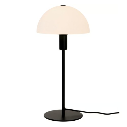 Lampa stołowa grzybek Ellen metalowa, czarna ze szklanym kloszem