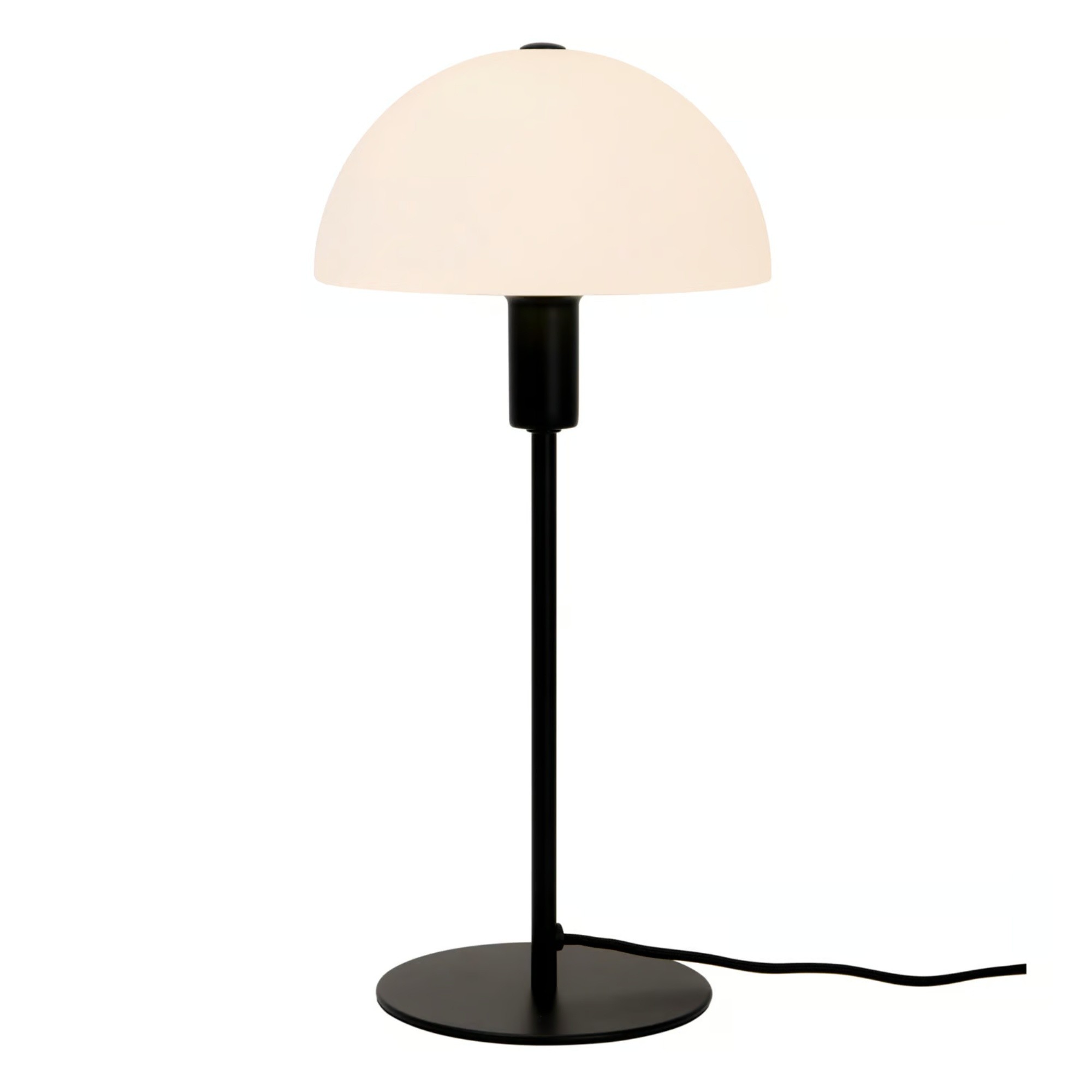Lampa stołowa grzybek Ellen metalowa, czarna ze szklanym kloszem
