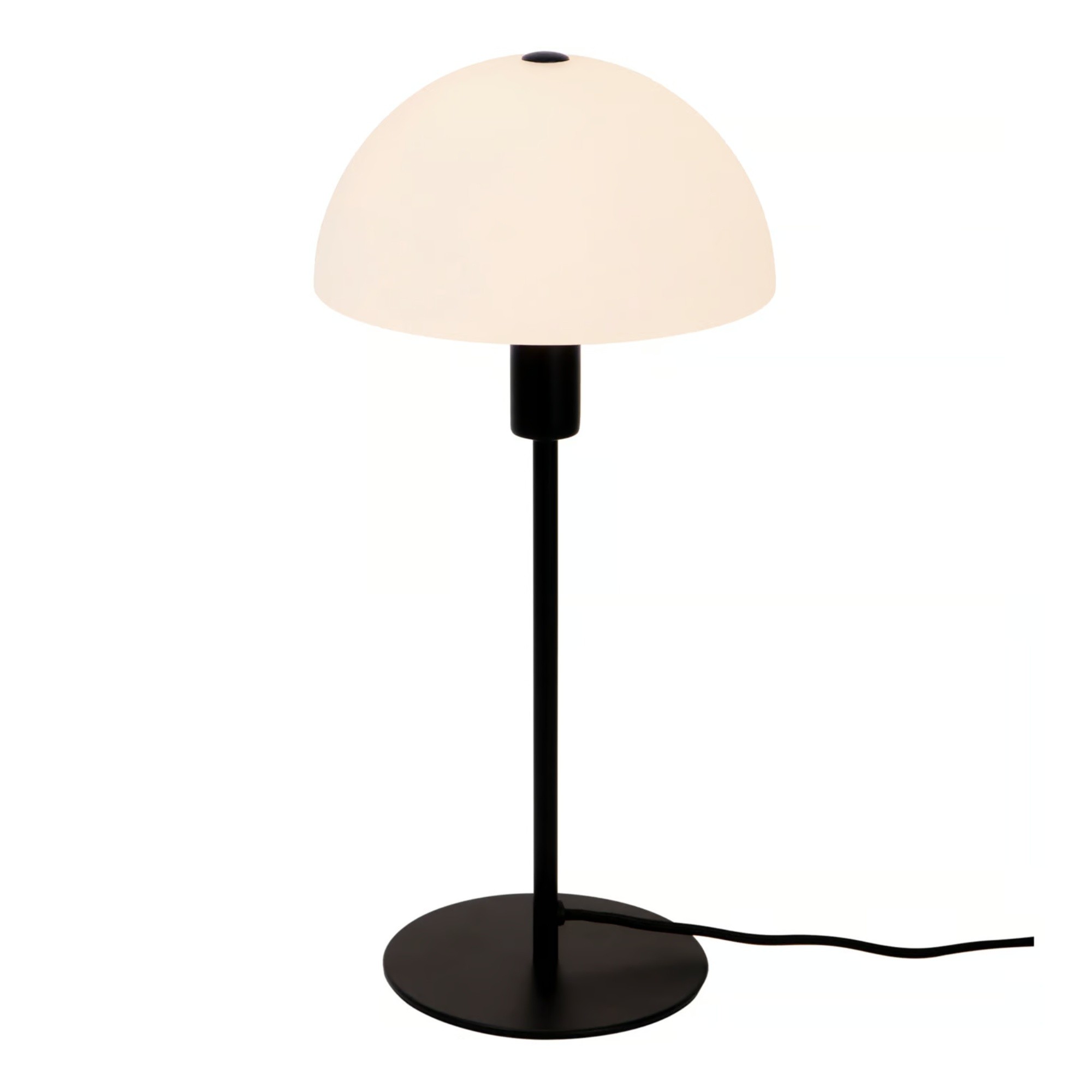 Lampa stołowa grzybek Ellen metalowa, czarna ze szklanym kloszem