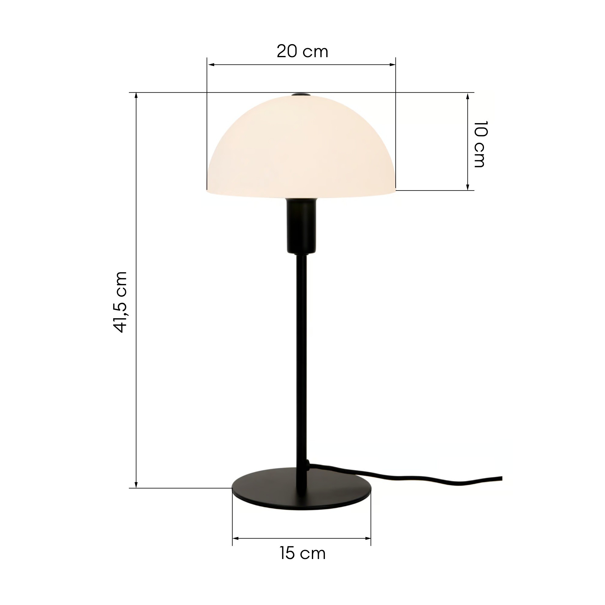 Lampa stołowa grzybek Ellen metalowa, czarna ze szklanym kloszem