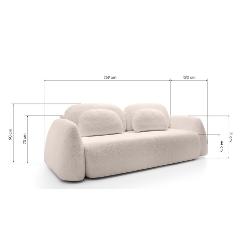 Sofa rozkładana Monsoon z pojemnikiem, beżowa, boucle