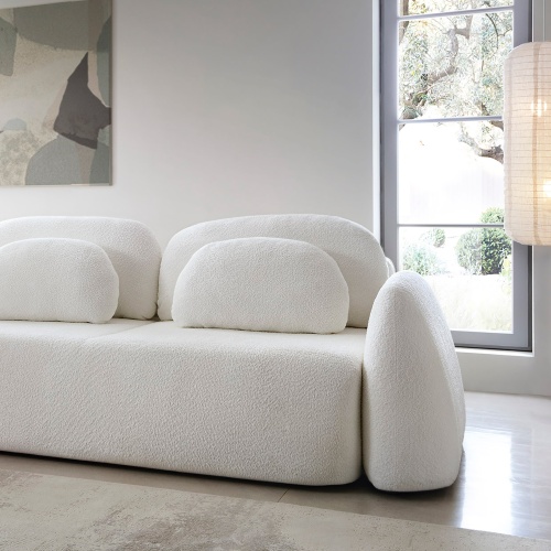 Sofa rozkładana Monsoon z pojemnikiem, biała, boucle