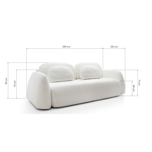 Sofa rozkładana Monsoon z pojemnikiem, biała, boucle